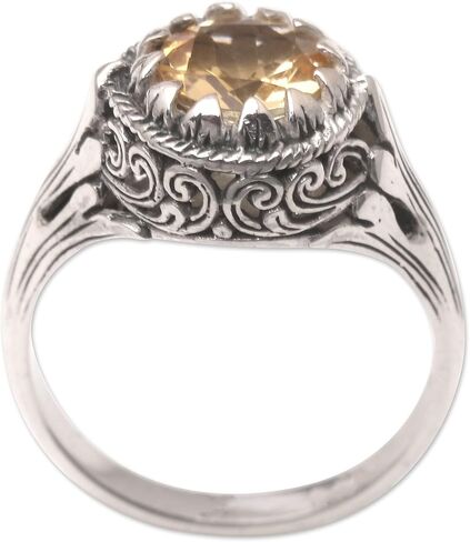 NOVICA Artisan Handmade .925 Sterling Silver Citrine Cocktail Ring Indonesia Gemstone Birthstone 'Break Of Day' in Saudi Arabia