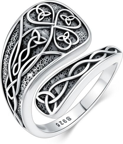Witches Knot Spoon Rings for Women 925 Sterling Silver Vintage Celtic Knot Witch Rings Celtic Knot Adjustable Thumb Ring Gifts for Women in Saudi Arabia