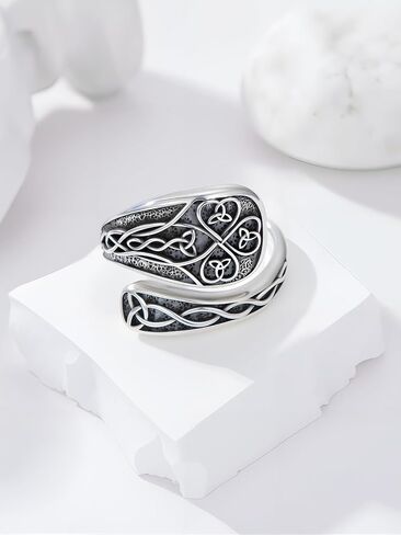 Witches Knot Spoon Rings for Women 925 Sterling Silver Vintage Celtic Knot Witch Rings Celtic Knot Adjustable Thumb Ring Gifts for Women in Saudi Arabia