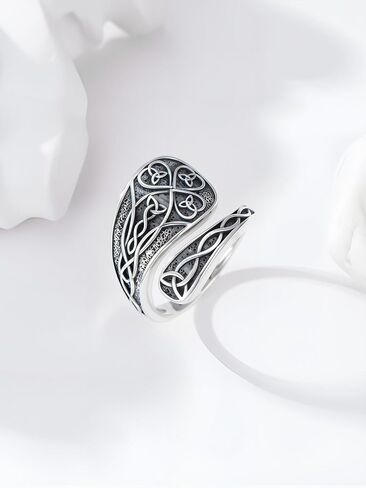 Witches Knot Spoon Rings for Women 925 Sterling Silver Vintage Celtic Knot Witch Rings Celtic Knot Adjustable Thumb Ring Gifts for Women in Saudi Arabia