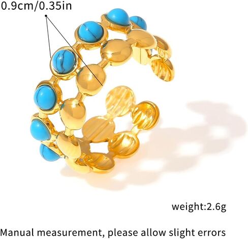 LadayPoa Turquoise Statement Ring for Women, Adjustable 18k Gold Plated Western Rings, Boho Vintage Turquoise Jewelry for Women Cowgirl Gift in Saudi Arabia