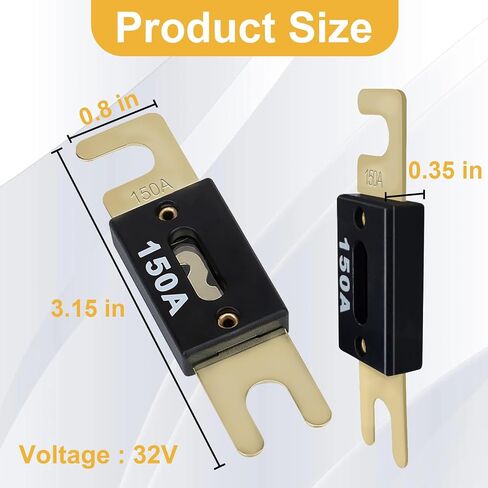 3pcs 120 AMP 32VDC ANL Blade Fuse ، صمامات السيارات ، الصمامات البحرية ، FUSE FUSE FUSE GOLD مطلية مع أنظمة 12V و 24V للسيارة ، RV ، القوارب ، الشاحنة ، Audio ، العاكس والتطبيقات الحالية الأخرى in Kuwait