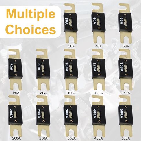 3pcs 120 AMP 32VDC ANL Blade Fuse ، صمامات السيارات ، الصمامات البحرية ، FUSE FUSE FUSE GOLD مطلية مع أنظمة 12V و 24V للسيارة ، RV ، القوارب ، الشاحنة ، Audio ، العاكس والتطبيقات الحالية الأخرى in Kuwait