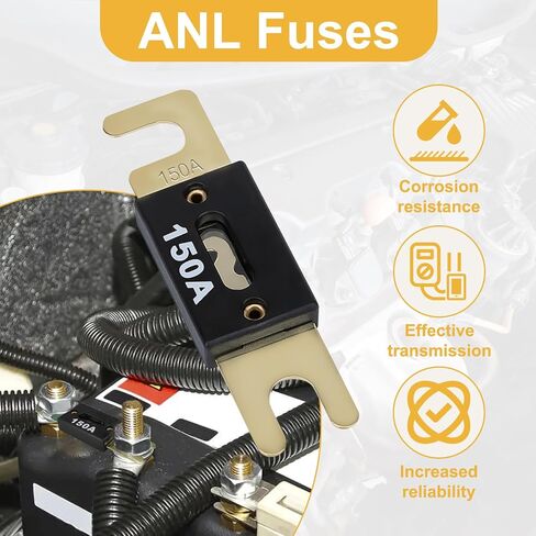 3pcs 120 AMP 32VDC ANL Blade Fuse ، صمامات السيارات ، الصمامات البحرية ، FUSE FUSE FUSE GOLD مطلية مع أنظمة 12V و 24V للسيارة ، RV ، القوارب ، الشاحنة ، Audio ، العاكس والتطبيقات الحالية الأخرى in Kuwait