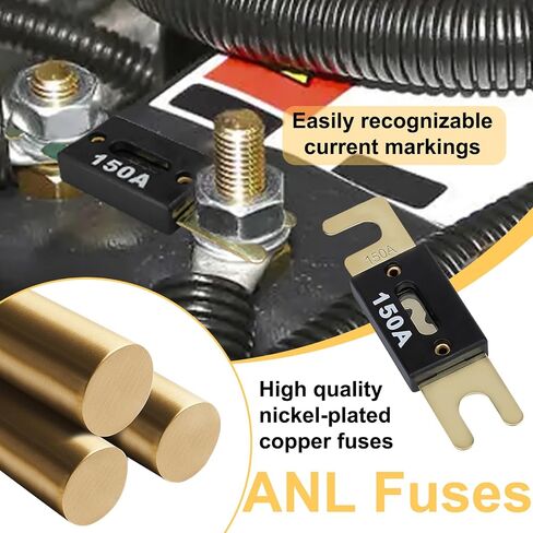 3pcs 120 AMP 32VDC ANL Blade Fuse ، صمامات السيارات ، الصمامات البحرية ، FUSE FUSE FUSE GOLD مطلية مع أنظمة 12V و 24V للسيارة ، RV ، القوارب ، الشاحنة ، Audio ، العاكس والتطبيقات الحالية الأخرى in Kuwait