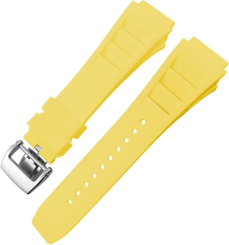 Rubber Watchband 20mm 25mm for Richard Spring Bar Silicone Mille Sport Watch Strap Soft Waterproof Wristband (Color : Black fold Buckle, Size : 20mm) in Saudi Arabia