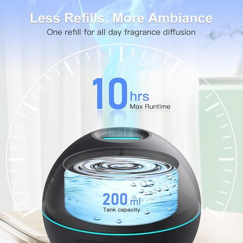 Essential Oil Diffuser for Home - 200ml Aromatherapy Diffuser Humidifier with 4 Timers & 7 Colors Night Lights, 20dB Quiet Working for 10 Hours, Waterless Auto-Off in Saudi Arabia