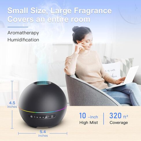 Essential Oil Diffuser for Home - 200ml Aromatherapy Diffuser Humidifier with 4 Timers & 7 Colors Night Lights, 20dB Quiet Working for 10 Hours, Waterless Auto-Off in Saudi Arabia