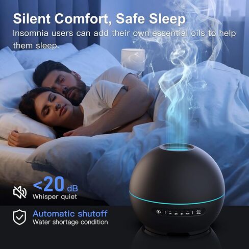 Essential Oil Diffuser for Home - 200ml Aromatherapy Diffuser Humidifier with 4 Timers & 7 Colors Night Lights, 20dB Quiet Working for 10 Hours, Waterless Auto-Off in Saudi Arabia