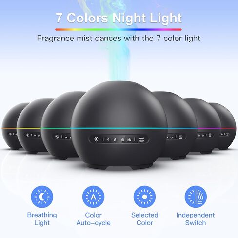Essential Oil Diffuser for Home - 200ml Aromatherapy Diffuser Humidifier with 4 Timers & 7 Colors Night Lights, 20dB Quiet Working for 10 Hours, Waterless Auto-Off in Saudi Arabia