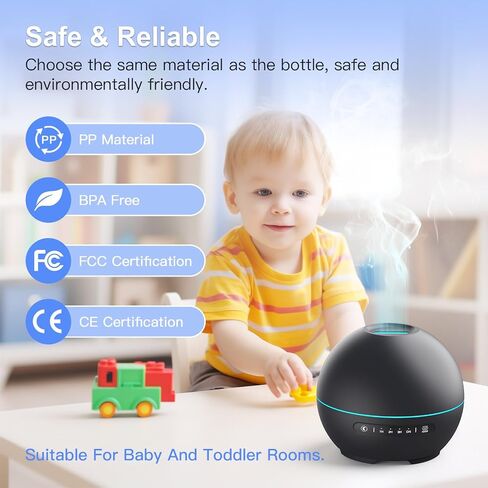 Essential Oil Diffuser for Home - 200ml Aromatherapy Diffuser Humidifier with 4 Timers & 7 Colors Night Lights, 20dB Quiet Working for 10 Hours, Waterless Auto-Off in Saudi Arabia