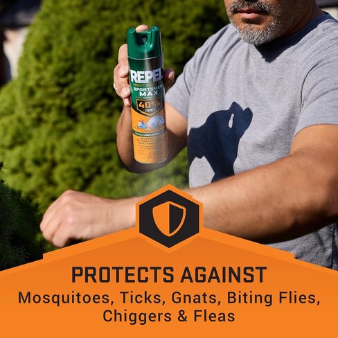 Repel Insect Repellent Sportsman Max Formula (2 Count), Repel Mosquitoes Ticks and Gnats, Long-Lasting Protection, 40% DEET (Aerosol Spray) 6.5 fl Ounce in Saudi Arabia