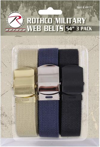 Rothco 54 بوصة أحزمة الويب العسكرية في 3 عبوات ، Khaki/Navy Blue/Black in Saudi Arabia