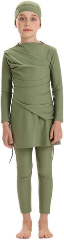 Shuobeiter Girls Muslim Burkini Swimsuit الأكمام الطويلة والسروال - مجموعة متواضعة تغطية كاملة السباحة UPF 50+ حماية من أشعة الشمس in Kuwait