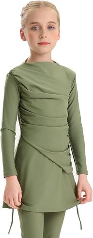 Shuobeiter Girls Muslim Burkini Swimsuit الأكمام الطويلة والسروال - مجموعة متواضعة تغطية كاملة السباحة UPF 50+ حماية من أشعة الشمس in Kuwait