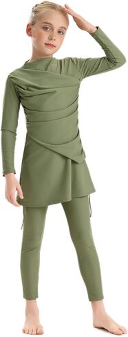 Shuobeiter Girls Muslim Burkini Swimsuit الأكمام الطويلة والسروال - مجموعة متواضعة تغطية كاملة السباحة UPF 50+ حماية من أشعة الشمس in Kuwait