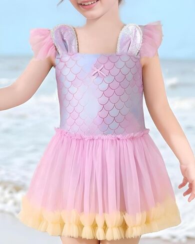 Girls One Piece Swimsuits Quick Dry Beach Swimwear Cute Toddler Swimsuits Ruffle Bathing Suits for 4-12 Years in Saudi Arabia