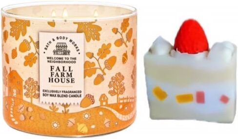 عام Lemon & Spice -Barnbath White Barnbath/Body Works -3 شمعة معطرة 14.5 أوقية حروق 25-45 ساعة وصابون كعكة الفراولة (3 فتيل ، ليمون وتوابل ساذج) in Kuwait