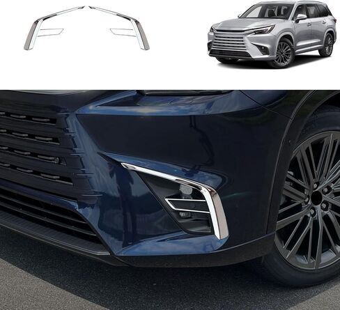 إكسسوارات السيارة متوافقة مع لكزس TX TX350 2024 2025 الغطاء المصباح الضباب الأمامي الخارجي تغطية ABS 4pcs (نمط الكروم اللامع) in Saudi Arabia