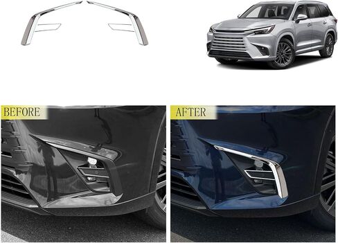 إكسسوارات السيارة متوافقة مع لكزس TX TX350 2024 2025 الغطاء المصباح الضباب الأمامي الخارجي تغطية ABS 4pcs (نمط الكروم اللامع) in Saudi Arabia