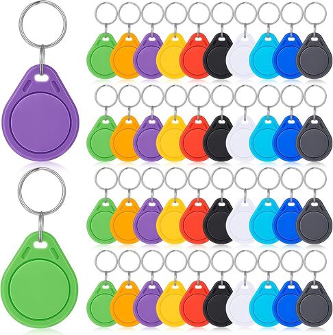 100 Pcs NFC Tags Keytags NFC Key Fob Keychain Business Card Commercial Access Cards Chip Digital Programmable 504 Bytes Memory, Compatible with Android & Iphonem, Black in Kuwait