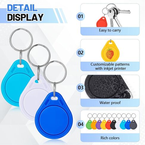 100 Pcs NFC Tags Keytags NFC Key Fob Keychain Business Card Commercial Access Cards Chip Digital Programmable 504 Bytes Memory, Compatible with Android & Iphonem, Black in Kuwait