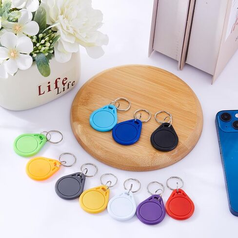 100 Pcs NFC Tags Keytags NFC Key Fob Keychain Business Card Commercial Access Cards Chip Digital Programmable 504 Bytes Memory, Compatible with Android & Iphonem, Black in Kuwait