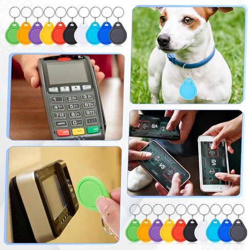 100 Pcs NFC Tags Keytags NFC Key Fob Keychain Business Card Commercial Access Cards Chip Digital Programmable 504 Bytes Memory, Compatible with Android & Iphonem, Black in Kuwait
