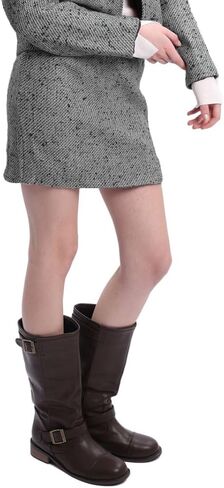 Amazhiyu Women's Wool Tweed High Weist Mini Pency Varts with Side Split Winter in Saudi Arabia