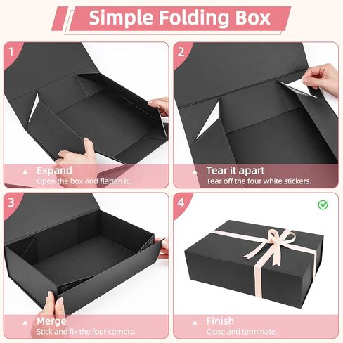 batifine Gift Box, 13''x9''x3.7'' Gift Boxes with Lids for Presents, Magnetic Rectangle Collapsible Box for Present Graduation Birthday Wedding Storage (White in Kuwait