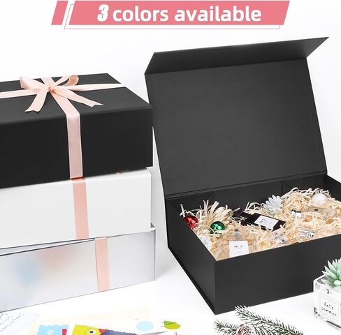 batifine Gift Box, 13''x9''x3.7'' Gift Boxes with Lids for Presents, Magnetic Rectangle Collapsible Box for Present Graduation Birthday Wedding Storage (White in Kuwait
