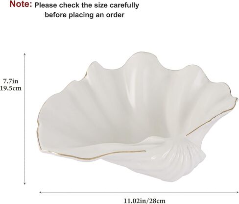 White Large Shell Bowl Decorative – 11" Ceramic Clam Shell Dish for Home Decor, Coastal Large Sea Shell Bowl for Bathroom Vanity, Entryway, or Dresser, Jewelry Holder, Key Tray, Fruit Bowl in Kuwait
