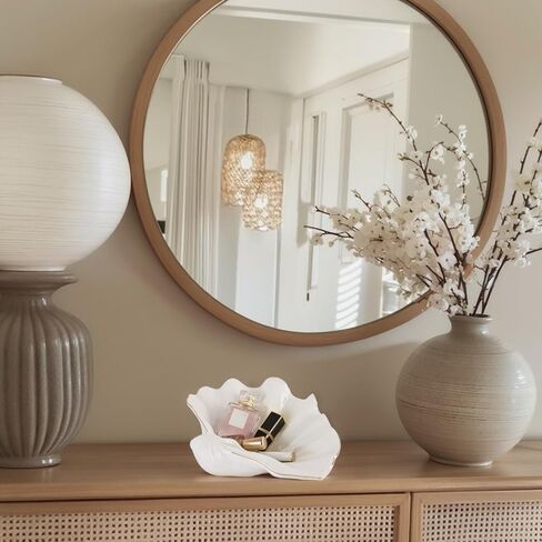 White Large Shell Bowl Decorative – 11" Ceramic Clam Shell Dish for Home Decor, Coastal Large Sea Shell Bowl for Bathroom Vanity, Entryway, or Dresser, Jewelry Holder, Key Tray, Fruit Bowl in Kuwait