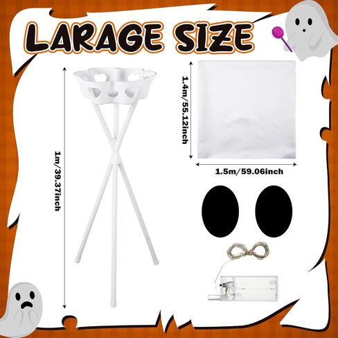 39 Inches Halloween Ghost Candy Bowl Stand Lighted Large Witches Ghost Cauldron Pot Trick Treat Lighted Candy Holder Bucket for Halloween Front Door Porch Outdoor Indoor Decor in Saudi Arabia