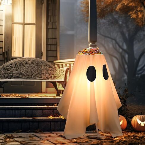 39 Inches Halloween Ghost Candy Bowl Stand Lighted Large Witches Ghost Cauldron Pot Trick Treat Lighted Candy Holder Bucket for Halloween Front Door Porch Outdoor Indoor Decor in Saudi Arabia