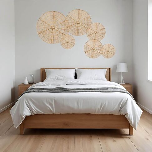 Laquedecraft Boho Wicker Rattan Plate Basket for Décor Hanging Wall | مزرعة كبيرة منسوجة من المنسوجة البوهيمية البوهيمي باكيت شنقا للمنزل الزخرفي ، غرفة النوم ، غرفة المعيشة ، المطبخ ، الحمام (كلاسيكي ، طبيعي ، مجموعة من 6) in Kuwait