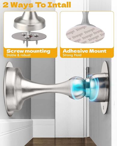 Door Stoppers Magnetic Doors Stop, Door Catch 3 Pack Stainless Steel Magnet Door Stopper for Wall Bottom of Door Holder Open, No Drill Stronger Double Sided Tape Adhesive & Screws Apartment Essentials in Saudi Arabia