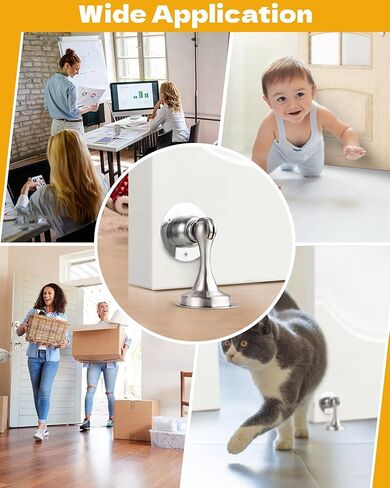 Door Stoppers Magnetic Doors Stop, Door Catch 3 Pack Stainless Steel Magnet Door Stopper for Wall Bottom of Door Holder Open, No Drill Stronger Double Sided Tape Adhesive & Screws Apartment Essentials in Saudi Arabia