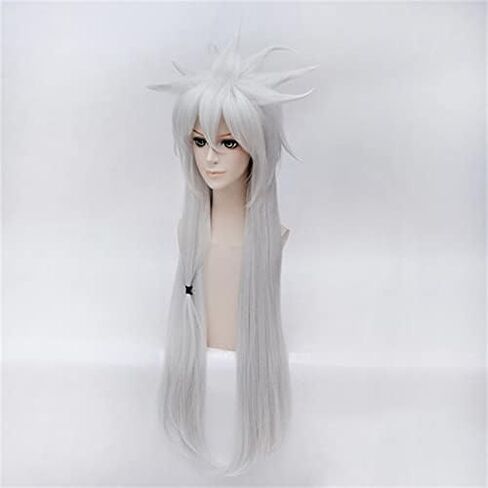 jiraiya wig long Silver Heat Resistant Hair Hair Coftion Asse Party Case + Cap ، OneSize ، as Show in Saudi Arabia