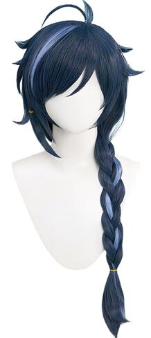 Wig for Game Kaeya Alberich Wig Long Layered Wigs with Braid Dark Blue and Light Blue Highlight Wig with Wig Cap Heat Resistant Role Play Halloween Wig 85 CM in Kuwait