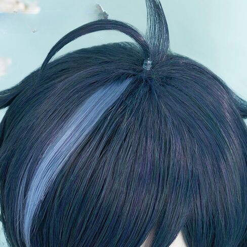 Wig for Game Kaeya Alberich Wig Long Layered Wigs with Braid Dark Blue and Light Blue Highlight Wig with Wig Cap Heat Resistant Role Play Halloween Wig 85 CM in Kuwait