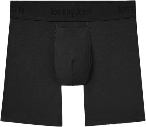 Tommy John Men's Second Skin 6" Boxer Briefs – No Ride-Up, Soft, Breathable, Quick-Dry Mesh Underwear for Daily Wear - Black - Large in Saudi Arabia