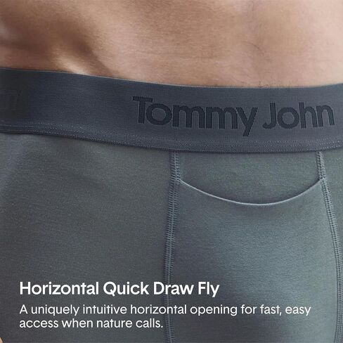 Tommy John Men's Second Skin 6" Boxer Briefs – No Ride-Up, Soft, Breathable, Quick-Dry Mesh Underwear for Daily Wear - Black - Large in Saudi Arabia