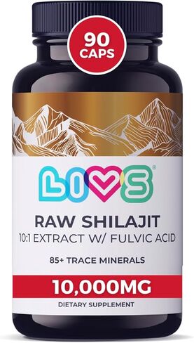 LIVS Shilajit Gummies - 10,000mg Pure Himalayan Shilajit with Fulvic Acid & Trace Minerals, Maximum Potency & Strength for Absorption, Enhanced Energy, Focus & Immune Support Men & Women, 50 Count in Saudi Arabia