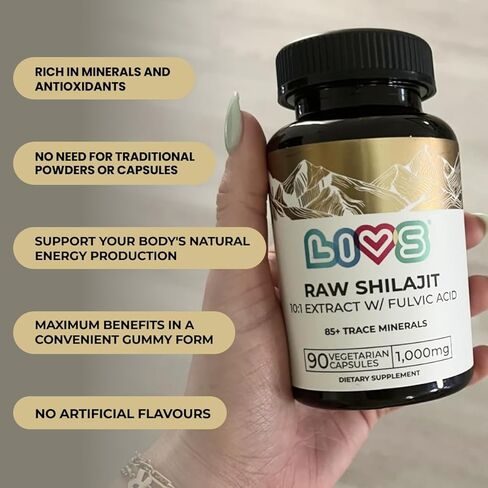 LIVS Shilajit Gummies - 10,000mg Pure Himalayan Shilajit with Fulvic Acid & Trace Minerals, Maximum Potency & Strength for Absorption, Enhanced Energy, Focus & Immune Support Men & Women, 50 Count in Saudi Arabia