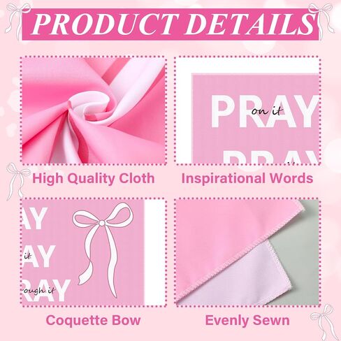 Hunnmingre Coquette Pink Bow Christian Tapestry Pink Inspirational Preppy Tapestry Wall Decord هدايا مسيحية نصلي على ذلك in Saudi Arabia