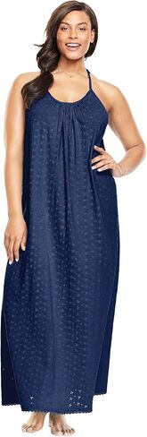 Dreams & Co. Plus Size Breezy Eyelet Knit Long Nightgown in Kuwait