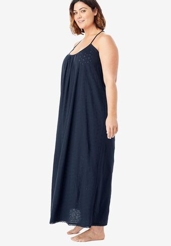 Dreams & Co. Plus Size Breezy Eyelet Knit Long Nightgown in Kuwait