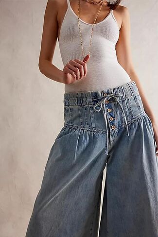 Yoeasy Womens Mid Rise Wide Legens Saltring Complatring فضفاضة سراويل جينز سراويل جينز فقيرة in Saudi Arabia