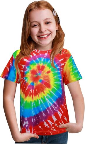 Retro 60s 70s Hippie Boys Costume Set 4Pcs Disco Party Outfit with Tie-Dye Shirt, Peace Necklace for Kids Ages 4-12 Years in Saudi Arabia
